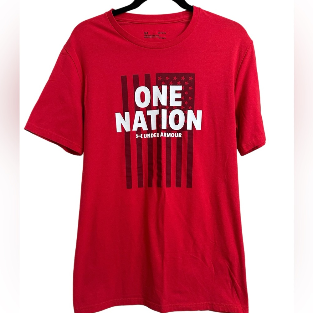 Under Armour Red flag one nation tee shirt, medium, American flag on front